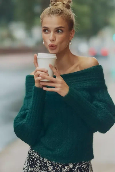 Pilcro Off-shoulder Batwing Sweater In Gray