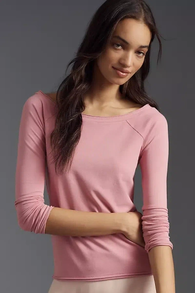 Pilcro Off-the-shoulder Long-sleeve Tee In Pink