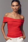 Pilcro Off-the-shoulder Twist Rib Top In Red