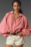 Pilcro Oversized Batwing Cotton Shirt In Pink
