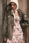Pilcro Oversized Embellished Bomber Jacket In Green