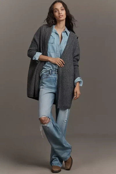 Pilcro Oversized Hooded Cocoon Cardigan Sweater In Gray