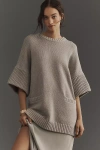 Pilcro Oversized Short-sleeve Sweater Tunic In Grey