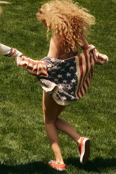 Pilcro Oversized Stars & Stripes Cardigan In Multi
