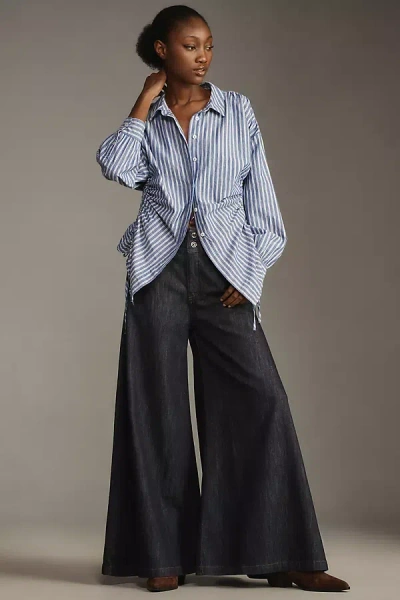 Pilcro Palazzo Mid-rise Wide-leg Jeans In Blue
