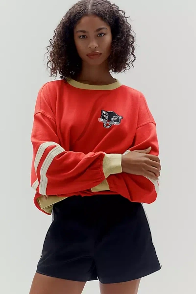 Pilcro Pep Rally Oversized Crew-neck Sweatshirt In Red