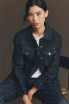 Pilcro Peplum Denim Jacket In Gold
