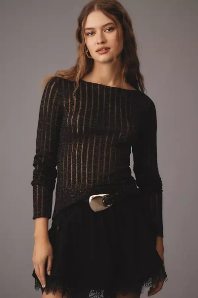Pilcro Perfect Layering Knit Tee In Black