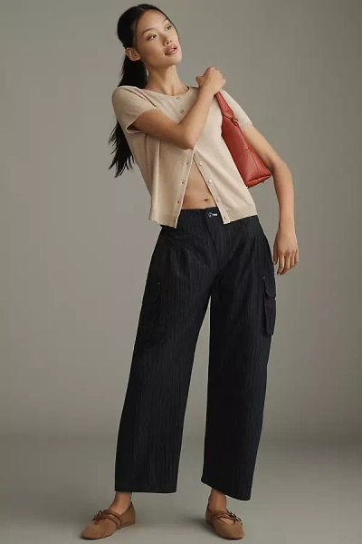Pilcro Pinstripe Curved Pants In Blue