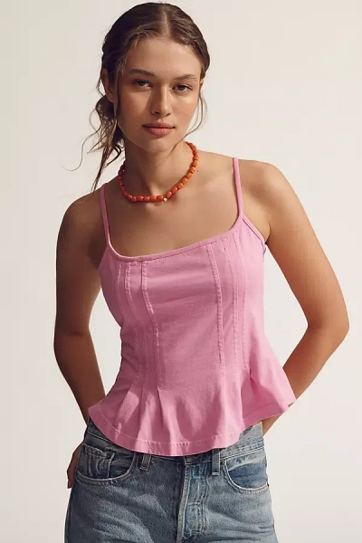 Pilcro Pintuck Square-neck Tank Top In Pink