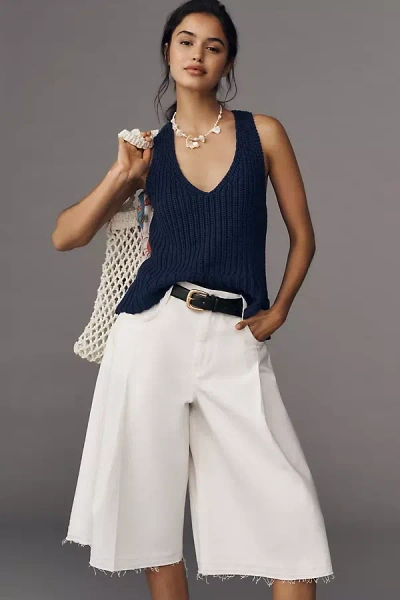 Pilcro Pleated Culotte High-rise Culotte Jeans In White