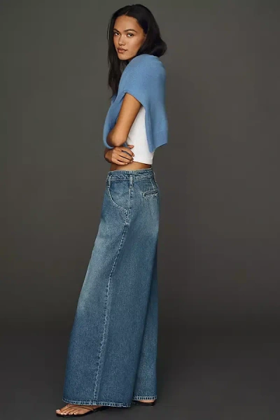 Pilcro Pleated High-rise Wide-leg Jeans In Blue