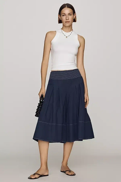 Pilcro Pleated Skirty Culotte Pants In Blue