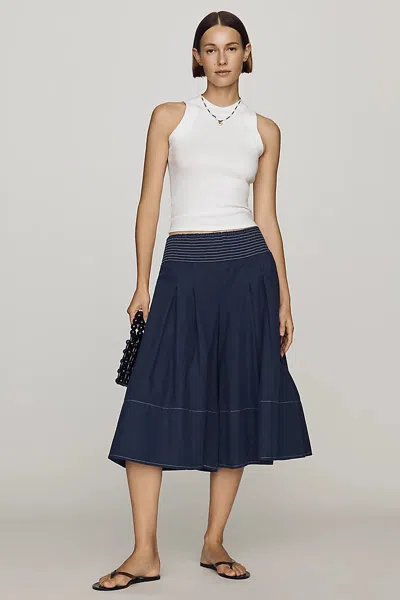 Pilcro Pleated Skirty Culotte Pants In Blue