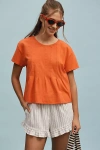 Pilcro Pleated Swing Tee In Red