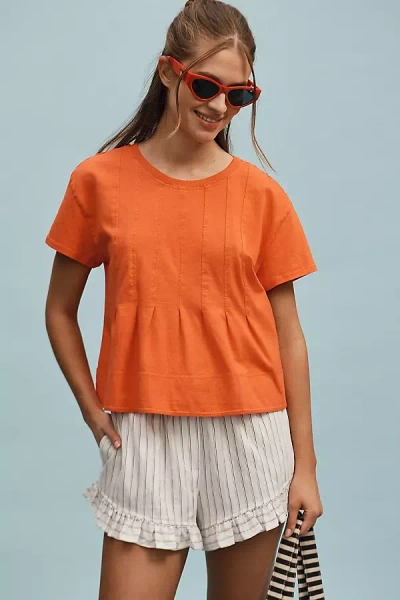 Pilcro Pleated Swing Tee In Red