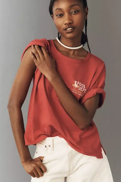 Pilcro Pool Rules Cotton Graphic Tee In Red