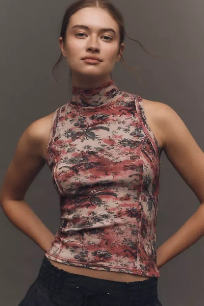 Pilcro Printed Turtleneck Tank Top In Multi