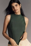 Pilcro Printed Turtleneck Tank Top In Green