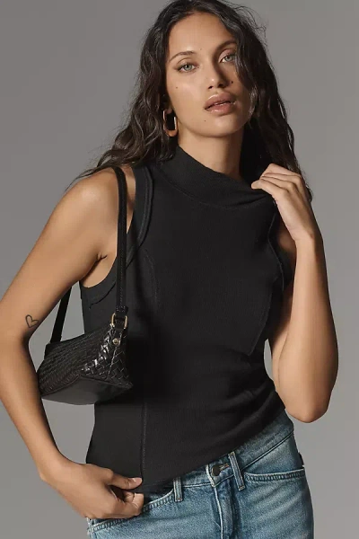 Pilcro Printed Turtleneck Tank Top In Black