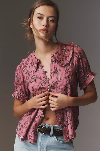 Pilcro Puff-sleeve Blouse In Pink