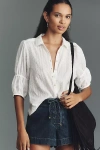 Pilcro Puff-sleeve Buttondown Top In White