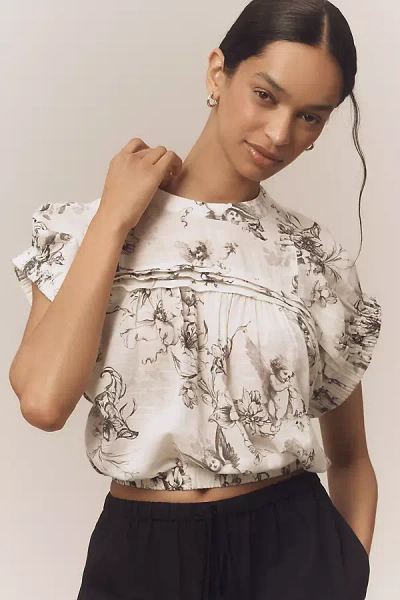 Pilcro Puff-sleeve Cotton Crop Top