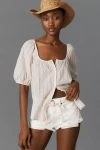 Pilcro Puff-sleeve Gauze Blouse