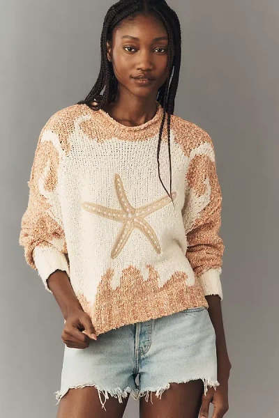 Pilcro Pullover Long-sleeve Crew-neck Icon Sweater In Brown
