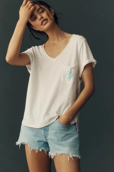 Pilcro Quinn Drapey V-neck Tee In White