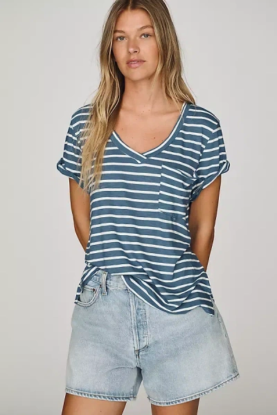 Pilcro Quinn Drapey V-neck Tee In Blue