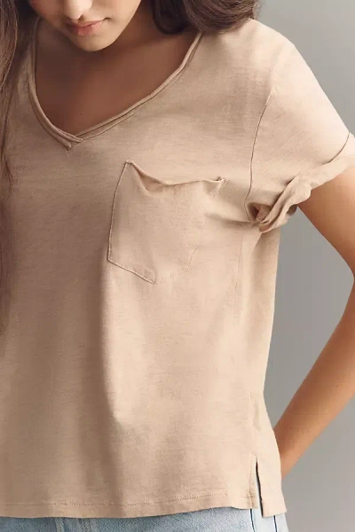 Pilcro Quinn Short-sleeve V-neck Tee By  In Brown