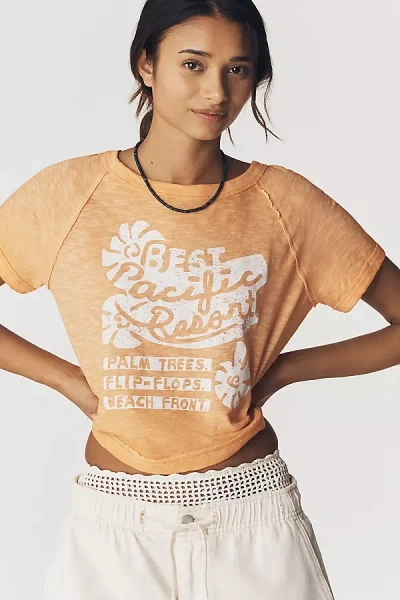 Pilcro Raglan Graphic Baby Tee In Orange