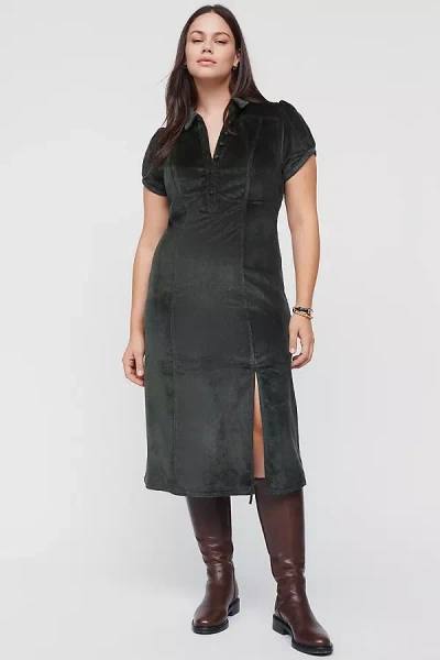 Pilcro Rebekah Corduroy Slim Midi Dress In Gray