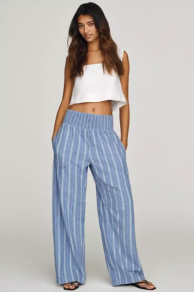 Pilcro Reese Linen Blend Full Length Barrel Pants By  In Blue