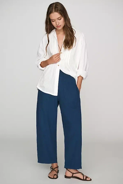 Pilcro Reese Smocked Pull-on Barrel Pants In Blue