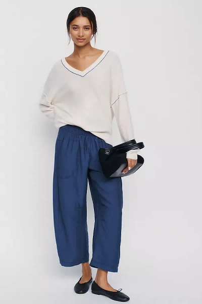 Pilcro Reese Smocked Pull-on Barrel Pants In Blue