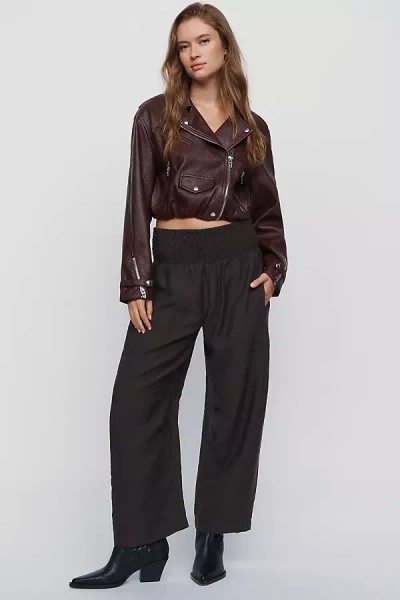 Pilcro Reese Smocked Pull-on Barrel Pants In Brown