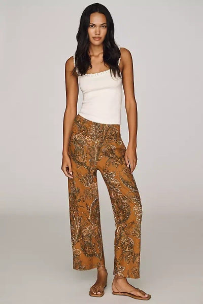 Pilcro Reese Smocked Pull-on Barrel-leg Pants In Brown