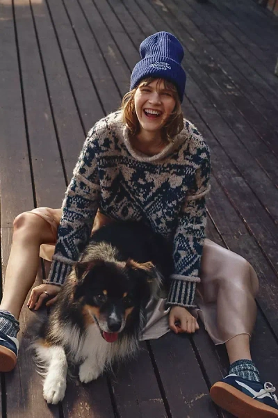 Pilcro Relaxed Roll-neck Sweater In Blue