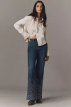 Pilcro Retro Studded Low-rise Flare Jeans In Blue