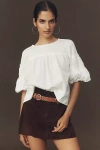 Pilcro Reworked Ruffle-sleeve Top In White