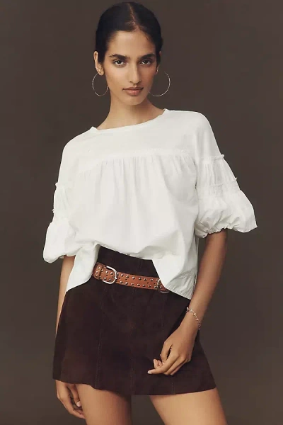 Pilcro Reworked Ruffle-sleeve Top In White