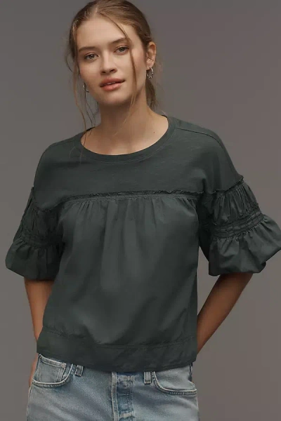 Pilcro Reworked Ruffle-sleeve Top