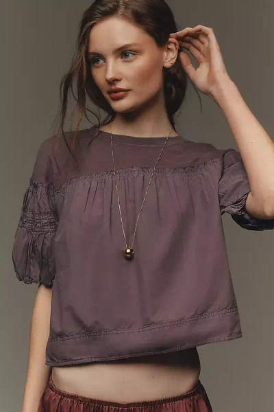 Pilcro Reworked Ruffle-sleeve Top In Purple