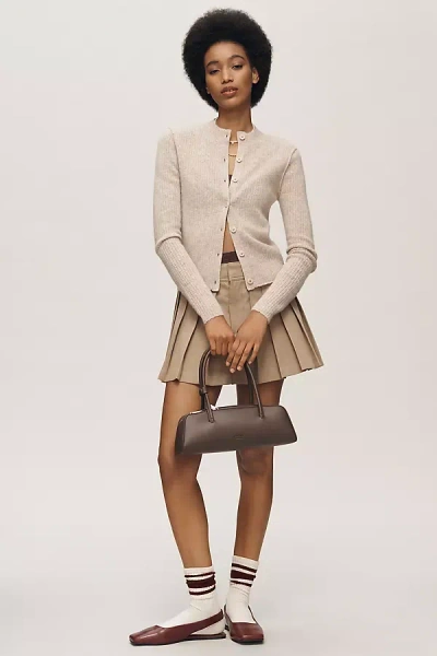 Pilcro Ribbed Cashmere Cardigan Sweater In Neutral