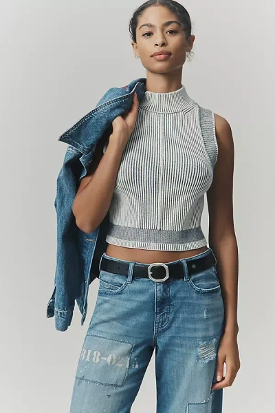 Pilcro Ribbed Crop Sweater Tank Top In Gray