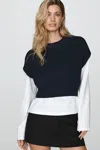 Pilcro Roll Neck Twofer Top In Blue