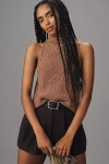 Pilcro Rolled Mock-neck Sweater Tank In Beige