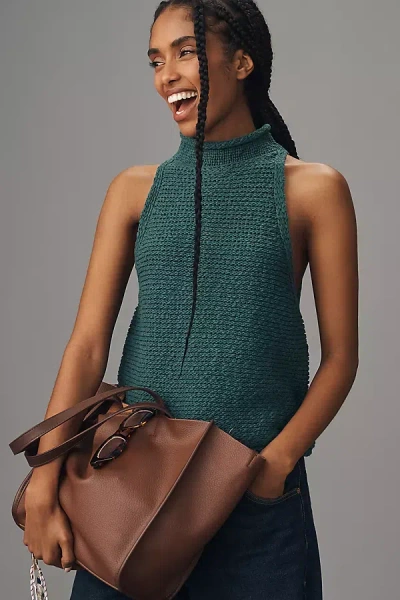 Pilcro Rolled Mock-neck Sweater Tank In Green